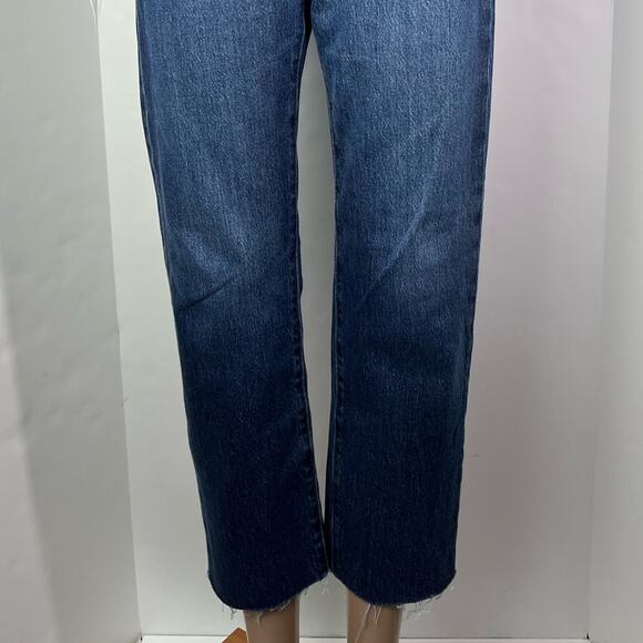 Levi's Wedgie Straight Leg Stretch Medium Wash Raw Hems Jeans - Picture 8 of 13